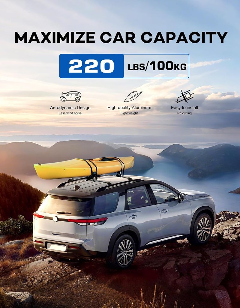 wonderdriver Roof Rack Cross Bars 220lbs Compatible with Nissan Pathfinder 2022 2023 2024 2025 2026 SV SL Platinum with Raised Side Rails,Heavy Duty all-metal Aluminum Roof Rails Crossbars Cargo Canoe - Image 3